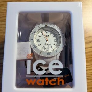 Ice Watch White Women's Silicone Strap Watch with Orange Accents